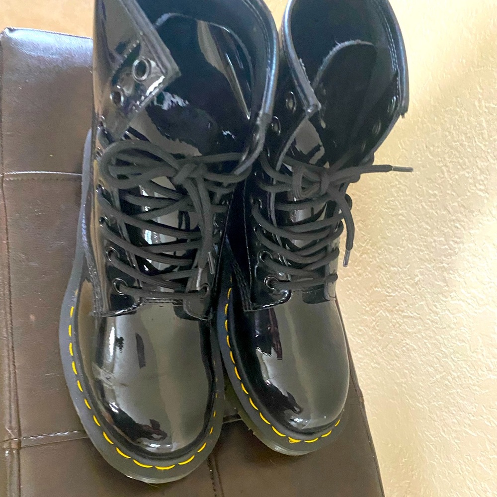 Doc Martens patent leather combat boots in size 7